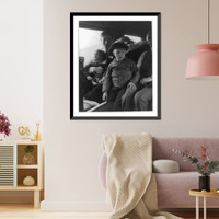 Historic Framed Print, [Three scenes of rural rehabilitation colonists: Views of parents traveling with children in a railroad passenger car],  17-7/8" x 21-7/8"