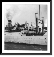 Historic Framed Print, [Two scenes of the U.S.A.T. St. Mihiel at San Francisco: A couple leaning over railing, and a midship starboard view of U.S.A.T. St. Mihiel],  17-7/8" x 21-7/8"