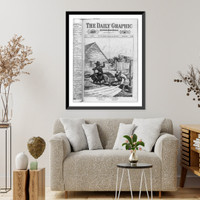 Historic Framed Print, [Daily Graphic cartoons of the 1876 Pres. campaign: Democratic donkey (Cockrell) going to inflate himself (on inflation Thistles)]",  17-7/8" x 21-7/8"