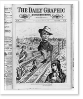 Historic Framed Print, [Daily Graphic cartoons of the 1876 Pres. campaign: A cautious...candidate on a financial fence"]",  17-7/8" x 21-7/8"