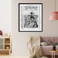 Historic Framed Print, [Daily Graphic cartoons of the 1876 Pres. campaign: A cautious...candidate on a financial fence"]",  17-7/8" x 21-7/8"