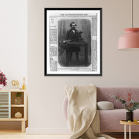 Historic Framed Print, Mr. Charles Dickens reading Little Dombey,  at St. Martin's Hall,  17-7/8" x 21-7/8"