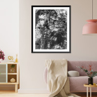 Historic Framed Print, [Nude youth with laurel wreath(?) holding up torch, standing on cliff],  17-7/8" x 21-7/8"