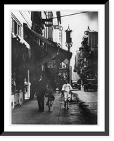 Historic Framed Print, [Chinese in Chinatown, San Francisco, on street: Man, woman, and child walking toward camera],  17-7/8" x 21-7/8"
