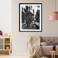Historic Framed Print, [Chinese in Chinatown, San Francisco, on street: Man, woman, and child walking toward camera],  17-7/8" x 21-7/8"