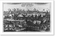 Historic Framed Print, The battel between the Spaniards and the pyrats or buccaniers before the Citty of Panama,  17-7/8" x 21-7/8"