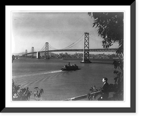 Historic Framed Print, Eastern span of the San Francisco-Oakland Bay Bridge with San Francisco in the backgrd.,  17-7/8" x 21-7/8"