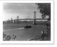 Historic Framed Print, Eastern span of the San Francisco-Oakland Bay Bridge with San Francisco in the backgrd.,  17-7/8" x 21-7/8"