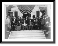 Historic Framed Print, President Taft, Governor [Charles] Hughes, Cardinal Gibbons and other state and church dignitaries [posed outside at top of steps] at the Catholic Summer School of America, Cliff Haven, N.Y.,  17-7/8" x 21-7/8"