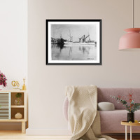 Historic Framed Print, U.S.S. DOLPHIN, 1913-1921: [Starboard side view, at pier, Aug. 1915],  17-7/8" x 21-7/8"