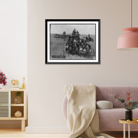 Historic Framed Print, Combined harvester and thrasher [drawn by a large team of horses] - No. 1066 - Sherman County, Oregon, 1903,  17-7/8" x 21-7/8"