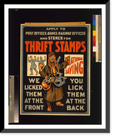 Thrift stamps. We licked them at the front you lick them at the back Classic, Antique Poster