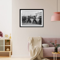 Historic Framed Print, [Boys at drill (marching), Golden Industrial School, Denver, Colorado: Side view of boys marching in foreground],  17-7/8" x 21-7/8"