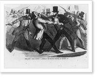 Historic Framed Print, Judge David S. Terry, stabbing S.A. Hopkins, of the vigilance committee, San Francisco, Cal., 1856,  17-7/8" x 21-7/8"
