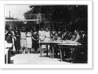 Historic Framed Print, Miss Washington being selected by judges in the Italian garden of the Washington Arts Club,  17-7/8" x 21-7/8"