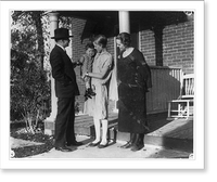 Historic Framed Print, [Judge Benjamin Barr Lindsey talking to an unmarried mother, her mother and her baby, in front of house],  17-7/8" x 21-7/8"