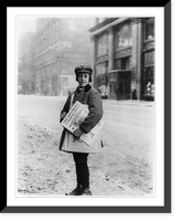 Historic Framed Print, Newsie on Main St. at 2 P.M. Said our class did not have any school this afternoon." Marshall Knox,  10 years old,  23 Hamilton Street. Location: Rochester,  New York (State)",  17-7/8" x 21-7/8"