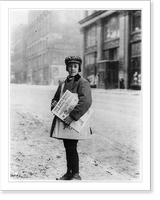 Historic Framed Print, Newsie on Main St. at 2 P.M. Said our class did not have any school this afternoon." Marshall Knox,  10 years old,  23 Hamilton Street. Location: Rochester,  New York (State)",  17-7/8" x 21-7/8"