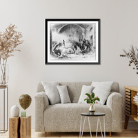Historic Framed Print, [Dominican Republic, 1871]: Superestitious burial ceremony in the Capilla del Rosario - a remnant of the city of Nueva Isabella, opposite Santo Domingo City,  17-7/8" x 21-7/8"