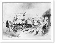 Historic Framed Print, [Dominican Republic, 1871]: Cabrals coming: firing of the alarm at Azua to call together the natives to repel invasion,  17-7/8" x 21-7/8"