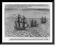 Historic Framed Print, [3 Dutch ships passing Santa Maria Island off coast of Chile. ca. 1600],  17-7/8" x 21-7/8"
