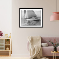 Historic Framed Print, Deck view of RESOLUTE [with bow to left],  17-7/8" x 21-7/8"