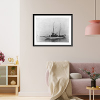 Historic Framed Print, [Steam yachts: AQUILLO - side view with bow in left foreground],  17-7/8" x 21-7/8"