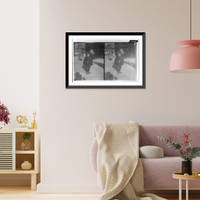 Historic Framed Print, [Small boy posed standing, full length, on pavement],  17-7/8" x 21-7/8"