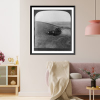 Historic Framed Print, Twenty six horse combined harvester at work - reaping, threshing, and sacking, Wash.,  17-7/8" x 21-7/8"