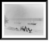 Historic Framed Print, [Group of spectators during the funeral of Ulysses S. Grant; 2 ships on river in background, New York City],  17-7/8" x 21-7/8"