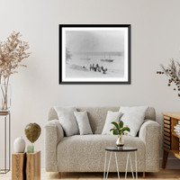 Historic Framed Print, [Group of spectators during the funeral of Ulysses S. Grant; 2 ships on river in background, New York City],  17-7/8" x 21-7/8"
