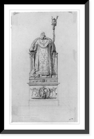 Historic Framed Print, [Napoleonic figure standing on a throne holding a staff],  17-7/8" x 21-7/8"