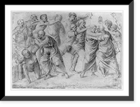 Historic Framed Print, [Sketches for Christ taken prisoner; Judas kiss],  17-7/8" x 21-7/8"