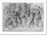 Historic Framed Print, [Sketches for Christ taken prisoner; Judas kiss],  17-7/8" x 21-7/8"