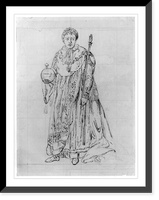 Historic Framed Print, [Caesar-like figure standing and holding a staff and an orb topped with a cross],  17-7/8" x 21-7/8"
