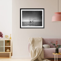 Historic Framed Print, [Creole Petroleum Corp. well being drilled in the Tia Juana field on Lake Maracaibo, Venezuela, Feb. 1944],  17-7/8" x 21-7/8"