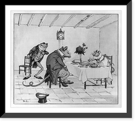 Historic Framed Print, [Hey Diddle Diddle Picture Book, Caldecott p. 10 - dinner party (color) Frog & Mouse],  17-7/8" x 21-7/8"