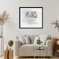 Historic Framed Print, [Hey Diddle Diddle Picture Book, Caldecott p. 17 - playing the mandolin (b&w) Frog & Mouse],  17-7/8" x 21-7/8"