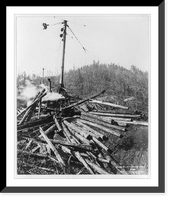 Historic Framed Print, Close-up view of tower skidding logging,  17-7/8" x 21-7/8"