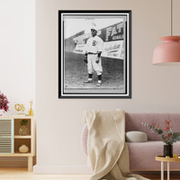 Historic Framed Print, [Casey Stengel, full-length portrait, standing, facing left, wearing sunglasses, while playing outfield for the Brooklyn Dodgers],  17-7/8" x 21-7/8"