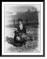 Historic Framed Print, [Woman posed with turkey],  17-7/8" x 21-7/8"