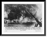 Historic Framed Print, Vernichtender Schlag der deutschen Luftwaffe im Hafen vom Bari,  17-7/8" x 21-7/8"