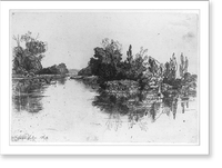 Historic Framed Print, The Island Opposite Boyle's Farm,  17-7/8" x 21-7/8"