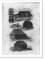 Historic Framed Print, [4 scenes showing curing, airing, and storing of tobacco, Tidewater, Virginia, pre-1800],  17-7/8" x 21-7/8"