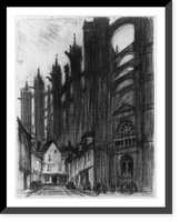 Historic Framed Print, [Buttresses of cathedral and adjoining street, probably in Europe],  17-7/8" x 21-7/8"