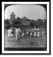 Hardening foundation for new Post Office, outside city wall - E. over wall to French Legation, Seoul, Korea, Antique Wall Art