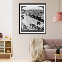 Historic Framed Print, South Gate, N.E. over the city, showing French and American Churches, Seoul, Korea - 2,  17-7/8" x 21-7/8"