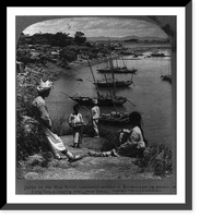 Junks on the Han River, commerce carriers of Korea - east up stream, at Yung San, a logging town, near Seoul, Historic Reproduction