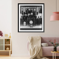 Officials of the Imperial Department of Communications, outside their office, Seoul, Korea, Vintage Wall Art