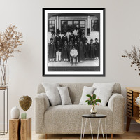 Officials of the Imperial Department of Communications, outside their office, Seoul, Korea, Vintage Wall Art